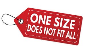 Tag saying One size does not fit all